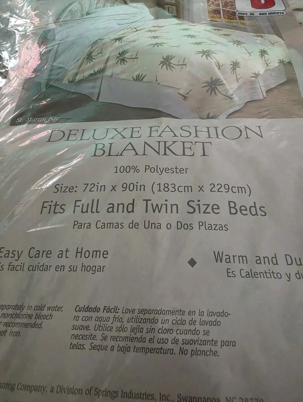 Vintage Performance by Springs Deluxe Fashion Full / Twin Blanket Palm Trees
